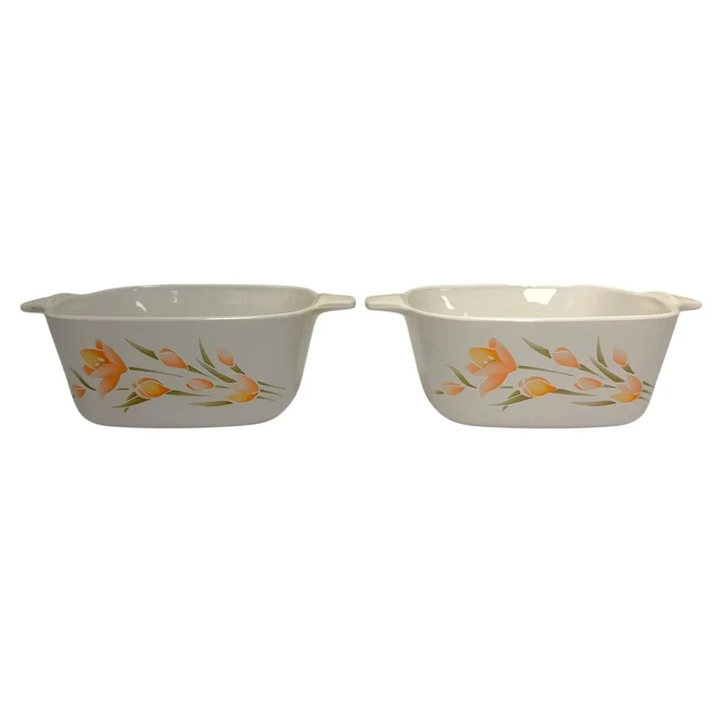 Vintage 80s-90s Corning Ware Floral P-43-B 700mL Casserole Dish Lot‎ Of 2